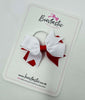 3 Inch 2 Layer Bow Thin Elastic - White & Red