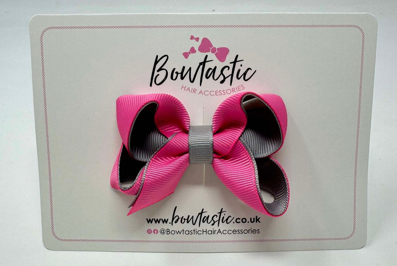 3 Inch Bow - Hot Pink & Silver