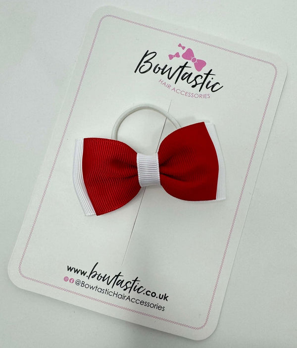 3 Inch Flat Double Bow Thin Elastic - Red & White