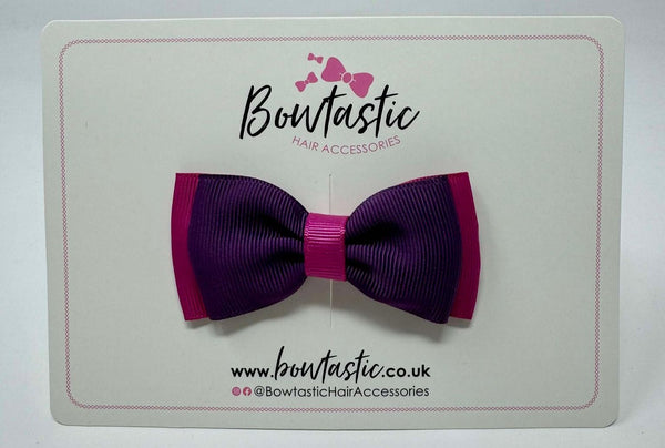 3 Inch Flat Double Bow - Amethyst & Raspberry Rose