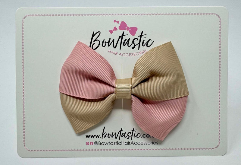 3.5 Inch Twist Bow - Tan & Sweet Nectar