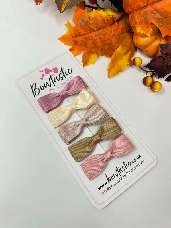 Bow Set - 2.75 inch Flat Bow - 5 Pack - Quartz, Cream, Vanilla, Latte & Sweet Nectar