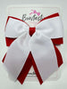 4.5 Inch 2 Layer Tail Bow - White & Red