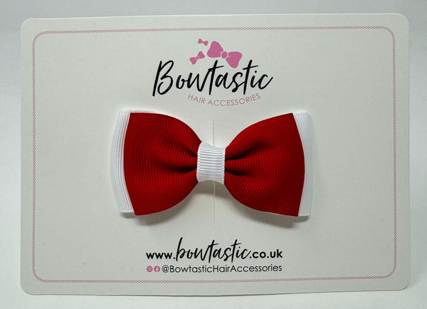 3 Inch Flat Double Bow - Red & White