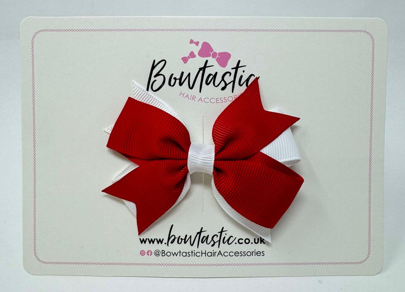 3 Inch 2 Layer Bow - Red & White