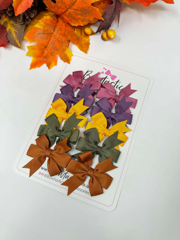 Bow Set - 2.75 inch Pinwheel Bow - 10 Pack - Victorian Rose, Amethyst, Dandelion, Deep Sage & Copper