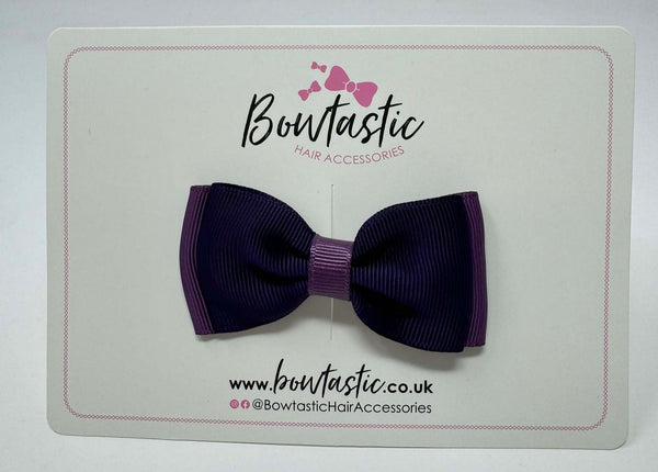 3 Inch Flat Double Bow - Plum & Amethyst