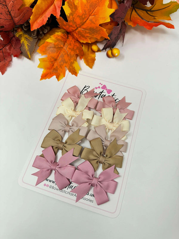 Bow Set - 2.75 inch Pinwheel Bow - 10  Pack - Quartz, Cream, Vanilla, Latte & Sweet Nectar