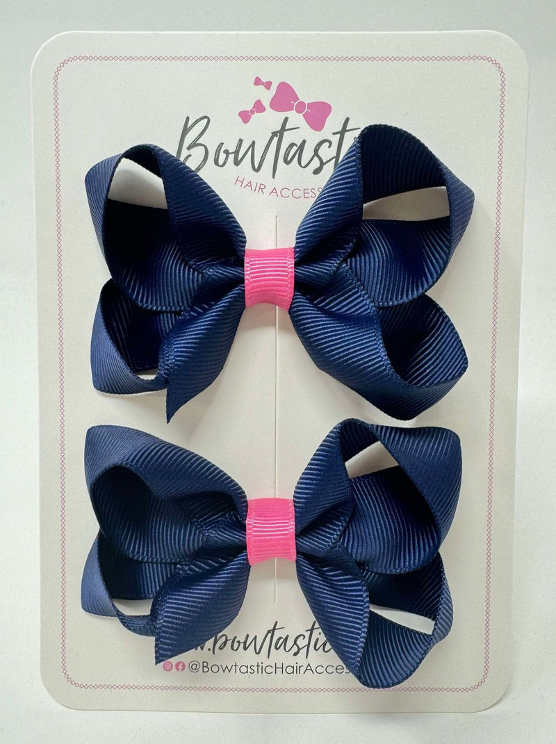 3 Inch Bow - Navy & Hot Pink - 2 Pack