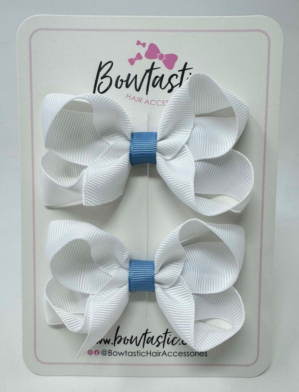 3 Inch Bow - White & French Blue - 2 Pack