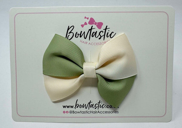 3.5 Inch Twist Bow - Spring Moss & Ivory