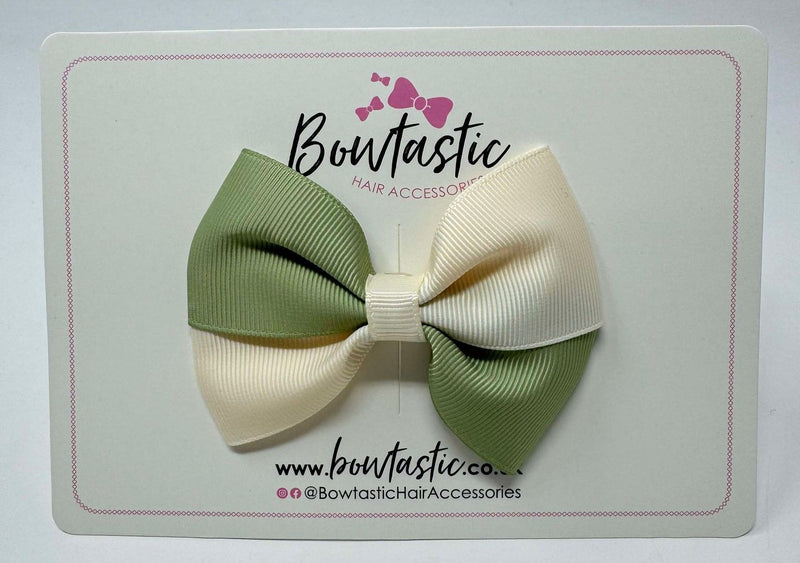 3.5 Inch Twist Bow - Spring Moss & Ivory