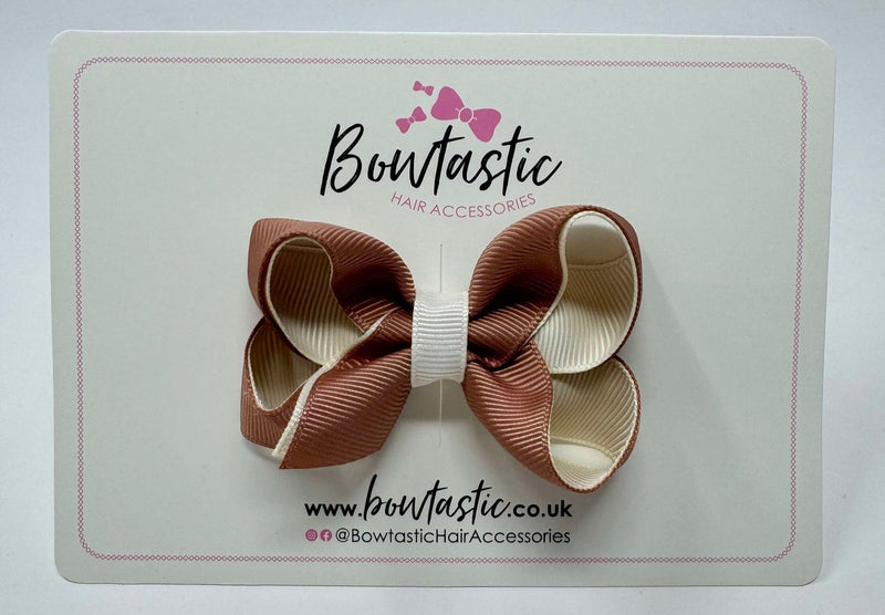 3 Inch Bow - Pecan Brown & Cream