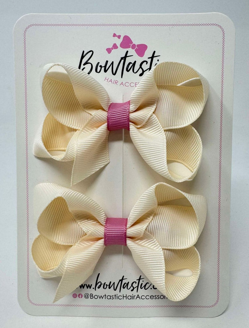 3 Inch Bow - Ivory & Wild Rose - 2 Pack