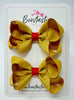 3 Inch Bow - Dijon & Red  - 2 Pack