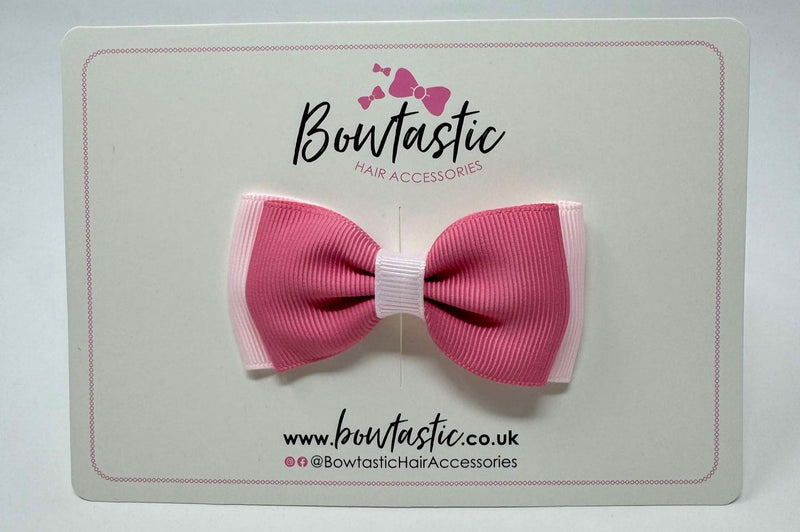 3 Inch Flat Double Bow - Fantasy Rose & Powder Pink