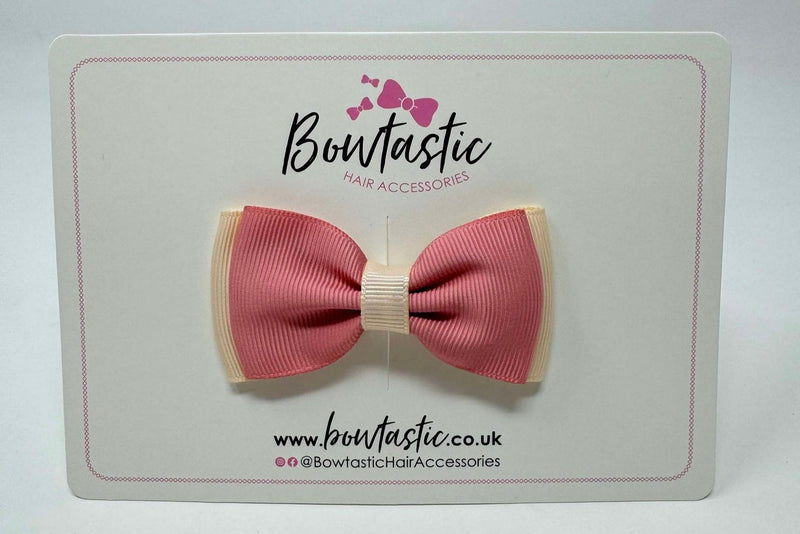 3 Inch Flat Double Bow - Dusty Rose & Nude