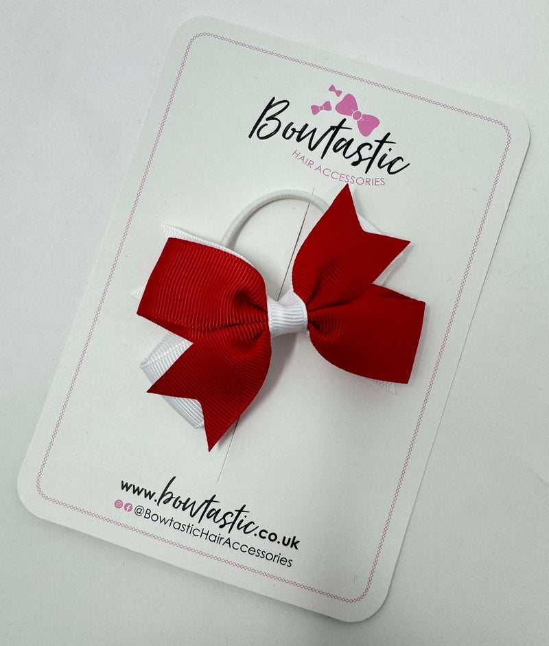 3 Inch 2 Layer Bow Thin Elastic - Red & White