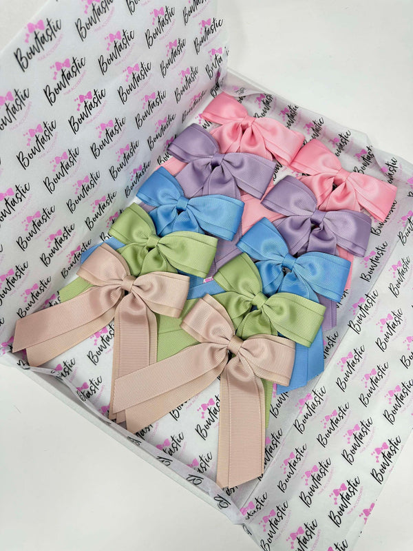 Bow Set - 4.5 inch Tail Bow - 10 Pack - Spring Moss, Peony, French Blue, Fresco & Vanilla