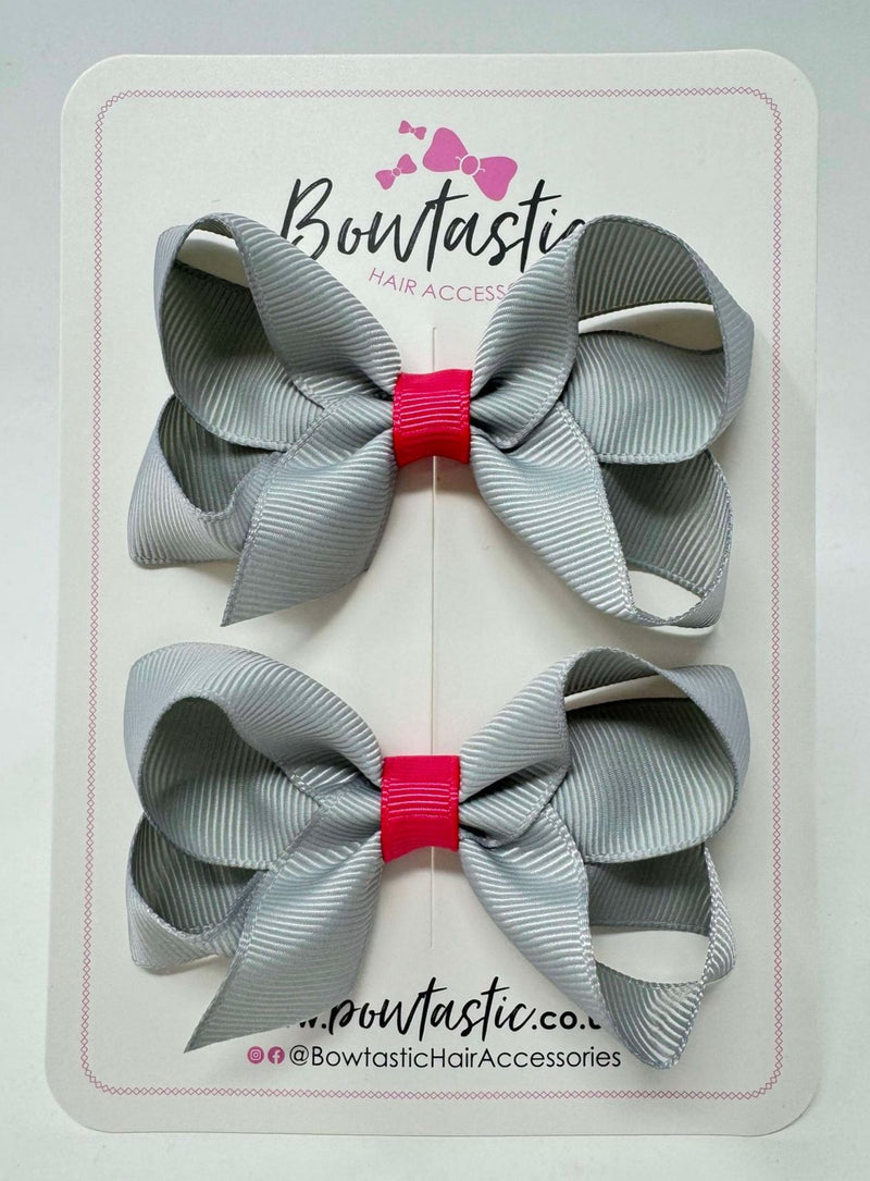 3 Inch Bow - Light Silver & Camellia Rose - 2 Pack