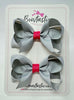 3 Inch Bow - Light Silver & Camellia Rose - 2 Pack