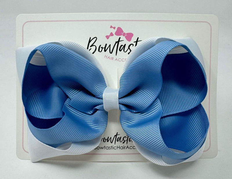 5 Inch Double Bow - White & French Blue