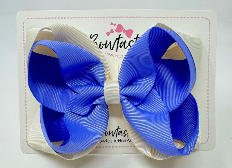 5 Inch Double Bow - Cream & Iris