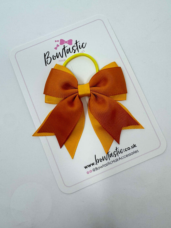 3 Inch Flat 2 Layer Tail Bow Thin Elastic - Ginger & Dandelion