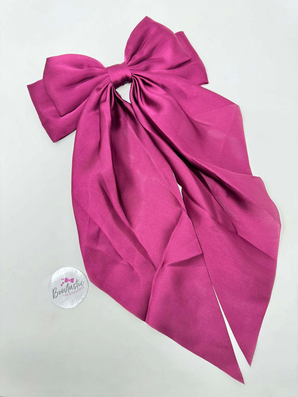 XL Satin Tail Bow - Azalea