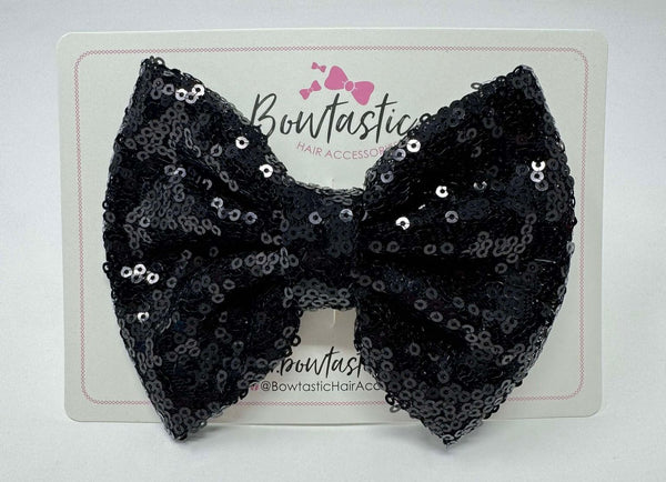 4.5 inch Sequin Bow - Black