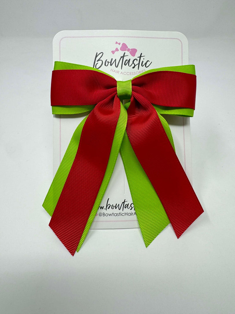 Christmas - 4.5 Inch Tail Bow - Red & Green