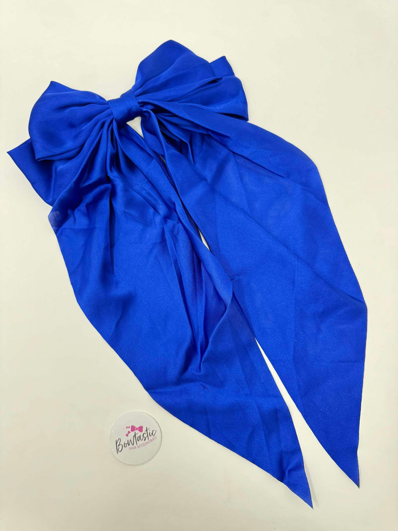 XL Satin Tail Bow - Cobalt