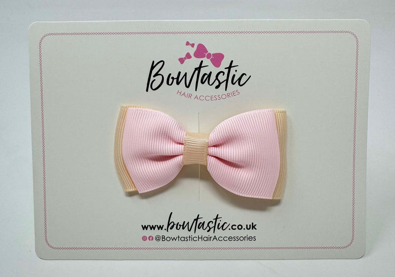 3 Inch Flat Double Bow - Nude & Powder Pink