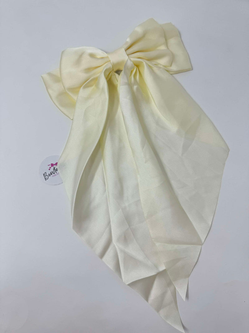 XL Satin Tail Bow - Antique White