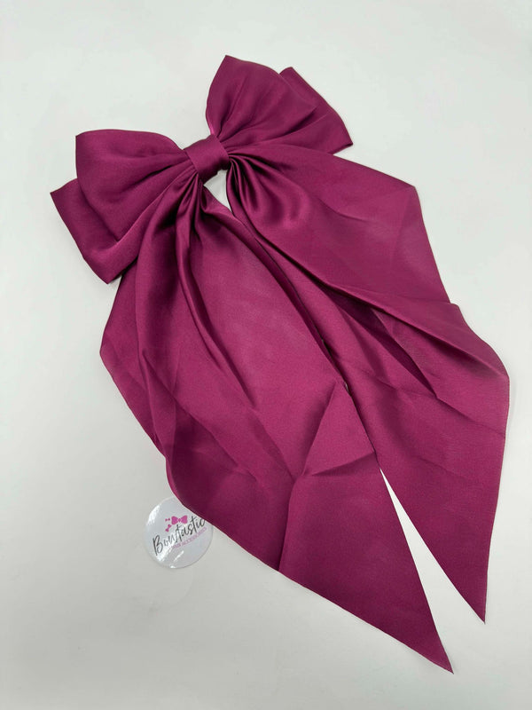 XL Satin Tail Bow - Raspberry Rose