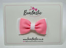 3 Inch Flat Double Bow - Pink & White