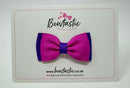 3 Inch Flat Double Bow - Purple & Garden Rose