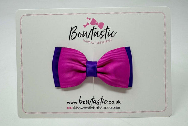 3 Inch Flat Double Bow - Purple & Garden Rose