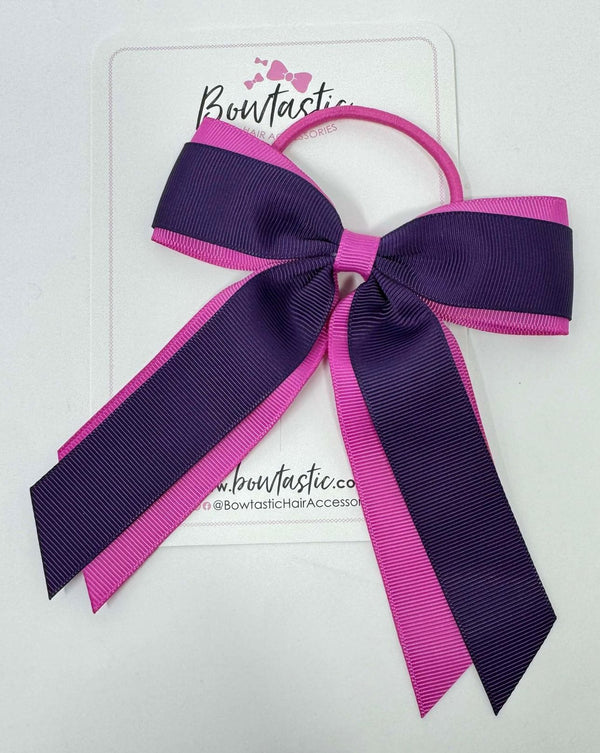 4.5 Inch Tail Bow Bobble - Garden Rose & Plum