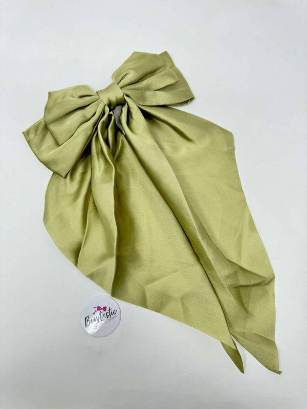 XL Satin Tail Bow - Spring Moss