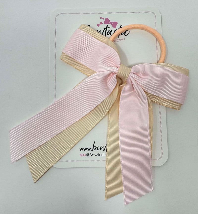 4.5 Inch Tail Bow Bobble - Nude & Powder Pink