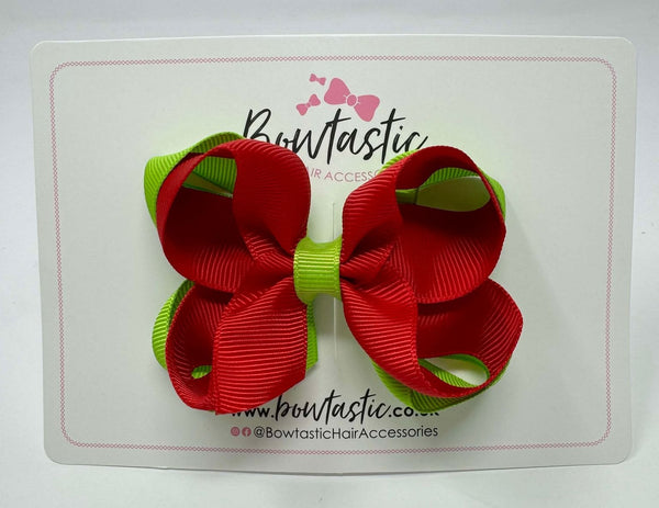 3.5 Inch 2 Layer Bow - Red & Green