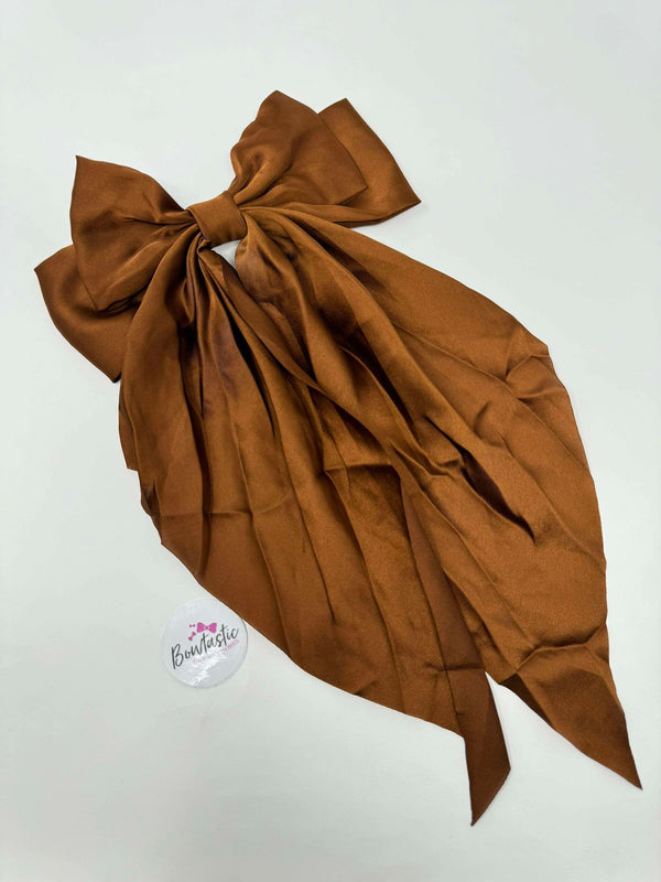 XL Satin Tail Bow - Brown