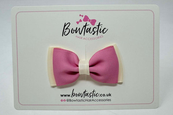 3 Inch Flat Double Bow - Wild Rose & Ivory