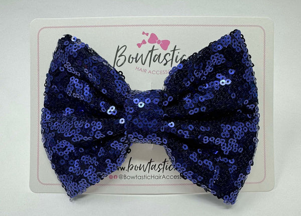 4.5 inch Sequin Bow - Navy