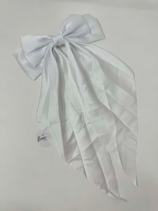 XL Satin Tail Bow - White