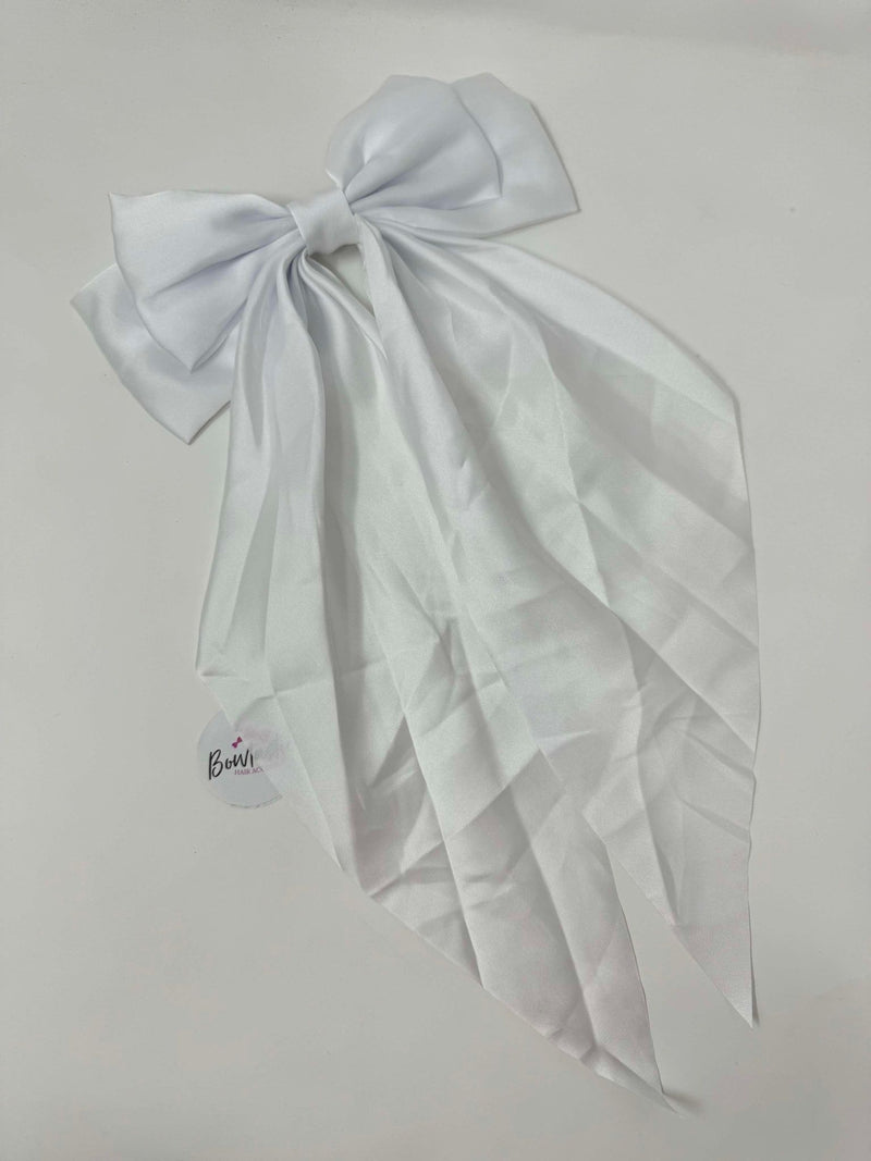 XL Satin Tail Bow - White