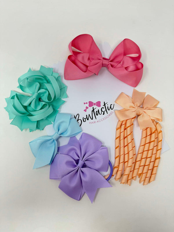 Surprise Bundle - Medium Bow/Bobbles - 5 Pack - Pastels Colours