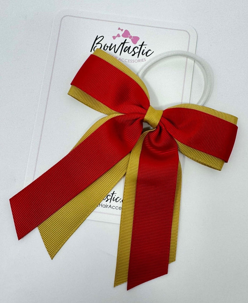 4.5 Inch Tail Bow Bobble - Dijon & Red