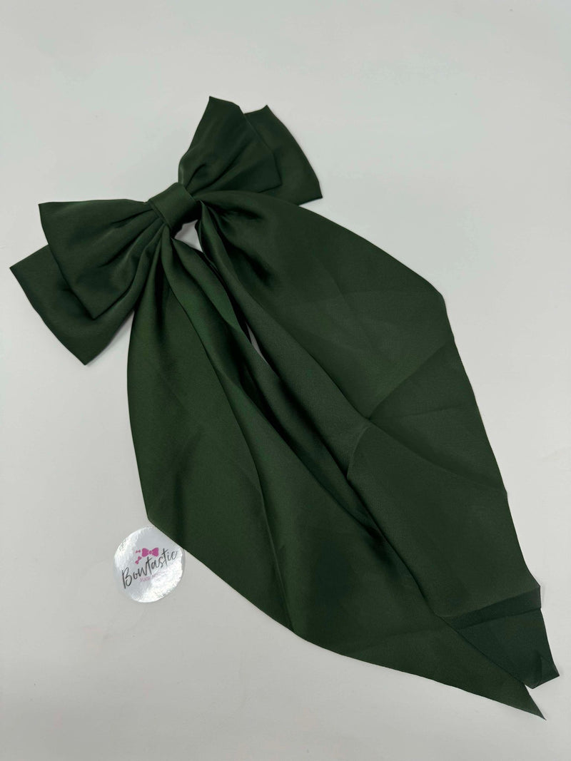 XL Satin Tail Bow - Forest Green